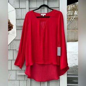 NEW w/ TAGS- Jennifer Lopez Vibrant Red Blouse-  Tunic Peasant - 1X